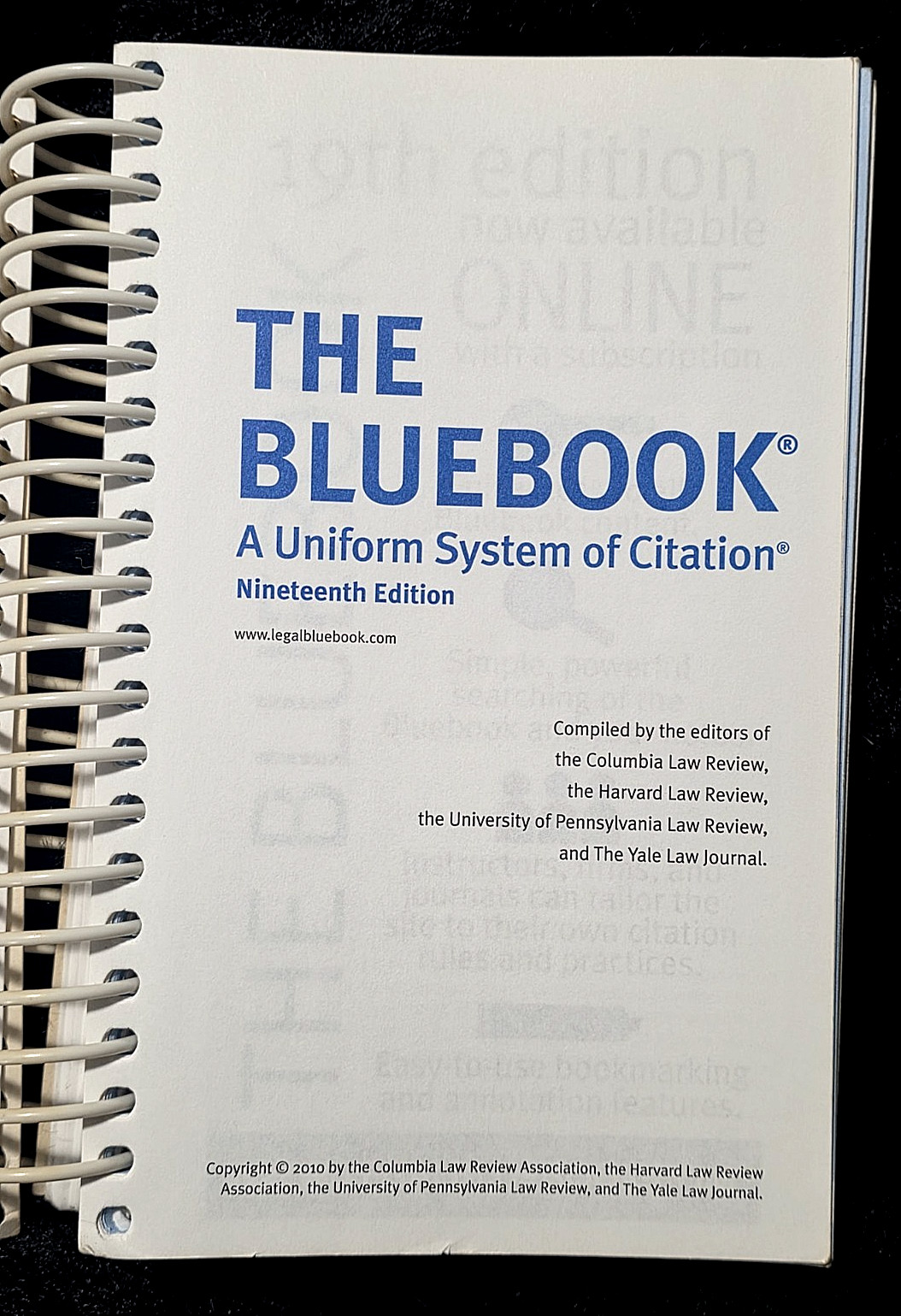 The Bluebook: A Uniform System of Citation ~19th Edition ~ Spiral Bound
